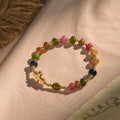 Pulsera de Cuentas Ábaco de Turmalina con Cruz y Medalla Milagrosa