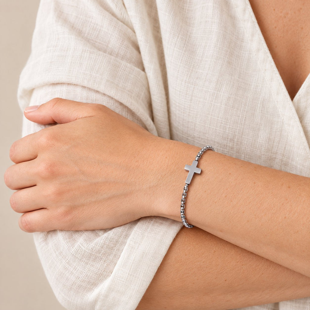 Minimalist Cross Chain Bracelets