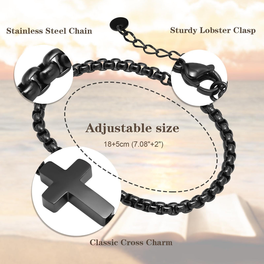 Pulseras de Cadena con Cruz Minimalista: Dos Colores con Tarjeta de Bendición