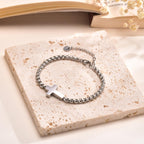 Pulseras de Cadena con Cruz Minimalista: Dos Colores con Tarjeta de Bendición