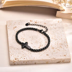 Pulseras de Cadena con Cruz Minimalista: Dos Colores con Tarjeta de Bendición
