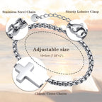 Pulseras de Cadena con Cruz Minimalista: Dos Colores con Tarjeta de Bendición
