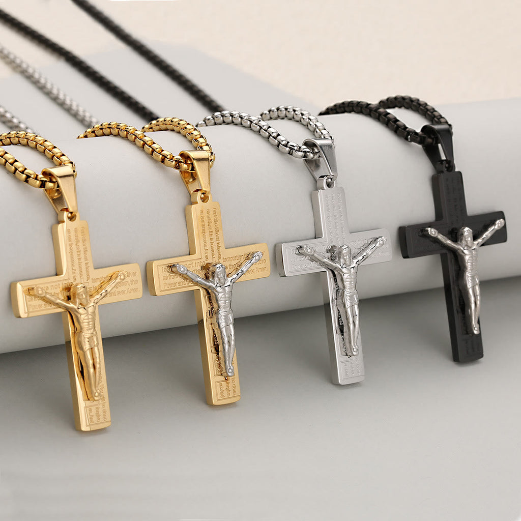 Collar Crucifijo Elegante, Símbolo de Devoción, Disponible en Cuatro Tonos