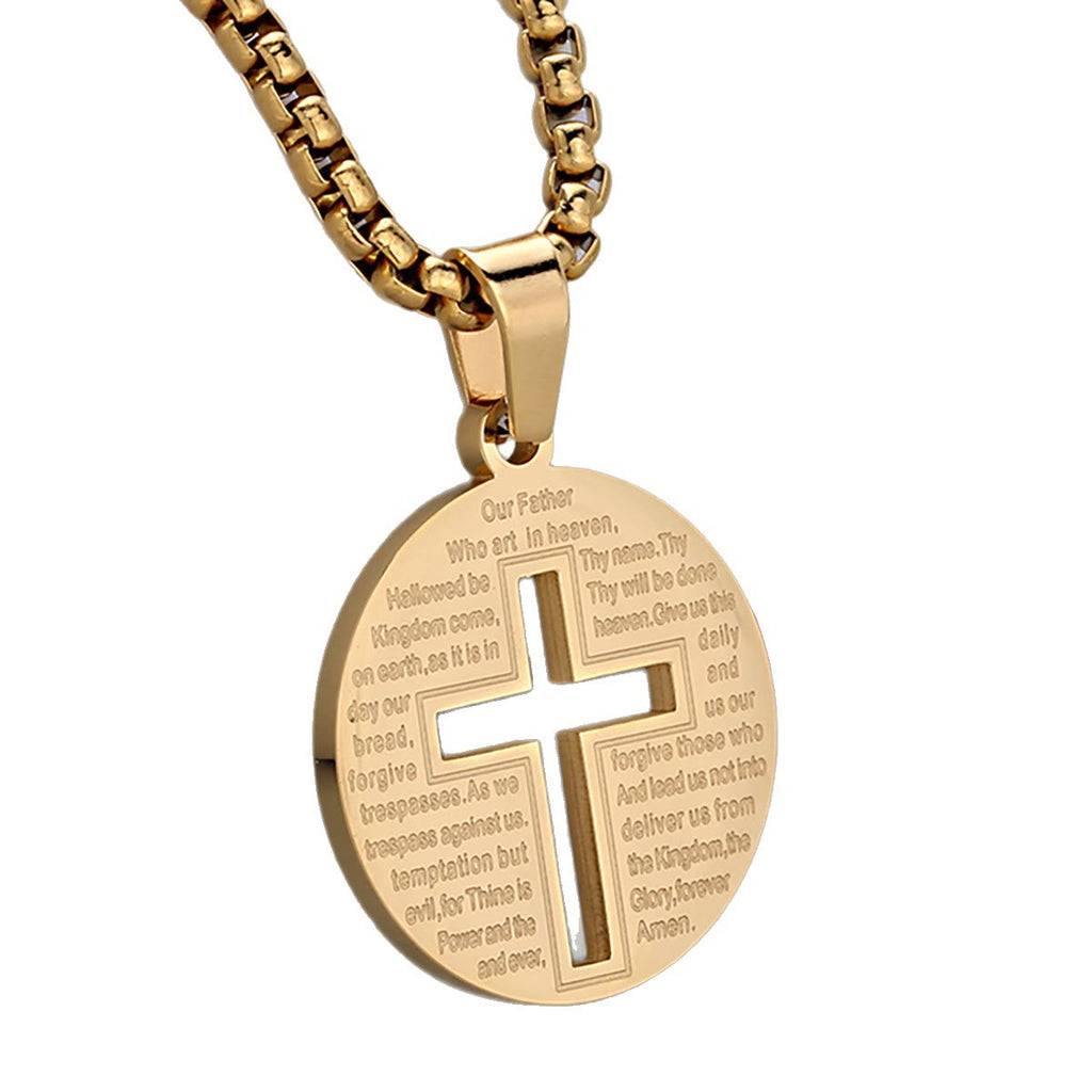 Collar con Dije de Cruz Calada con Oración Inspiradora en Tres Colores Elegantes