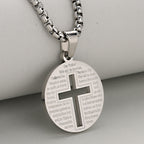 Collar con Dije de Cruz Calada con Oración Inspiradora en Tres Colores Elegantes
