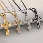 Collar con Dije Crucifijo Pulido Disponible en Cuatro Colores Eternos