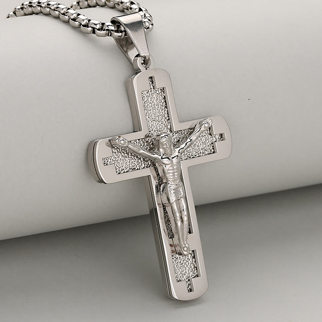 Collar con Dije Crucifijo Pulido Disponible en Cuatro Colores Eternos