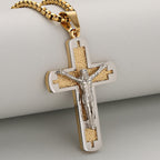 Collar con Dije Crucifijo Pulido Disponible en Cuatro Colores Eternos