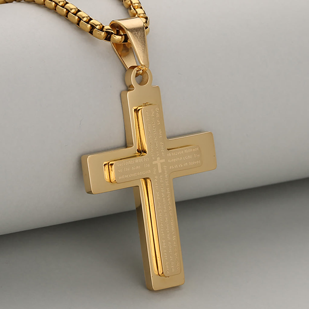 Collar de Cruz Tricolor Minimalista que Encarna la Fe y la Sencillez