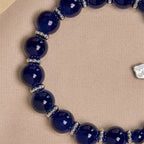 Pulseras Elegantes de Cuentas Azul Profundo con Crucifijo y Medalla Milagrosa