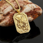 Collar de Acero Inoxidable con Dije de Protección de San Miguel Arcángel Estilo Clásico