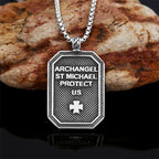 Collar de Acero Inoxidable con Dije de Protección de San Miguel Arcángel Estilo Clásico