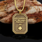 Collar de Acero Inoxidable con Dije de Protección de San Miguel Arcángel Estilo Clásico