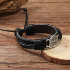 Pulsera Clásica de Cuero de San Benito en 2 Colores: Símbolo de Fe y Valor