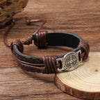Pulsera Clásica de Cuero de San Benito en 2 Colores: Símbolo de Fe y Valor