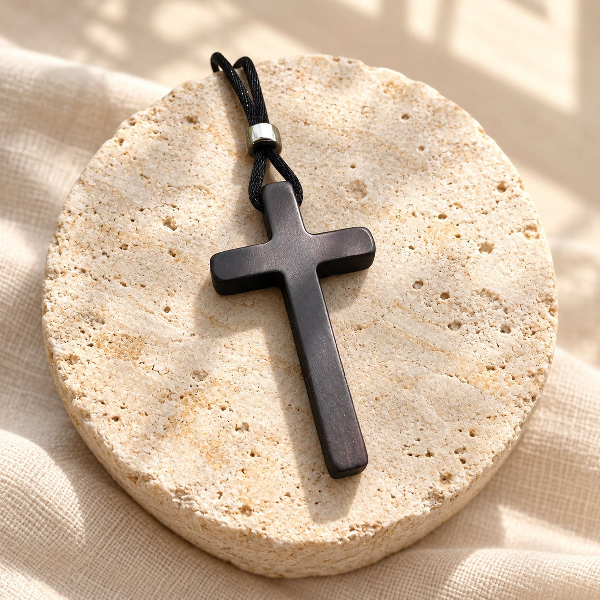 Classic Natural Ebony Cross Necklace