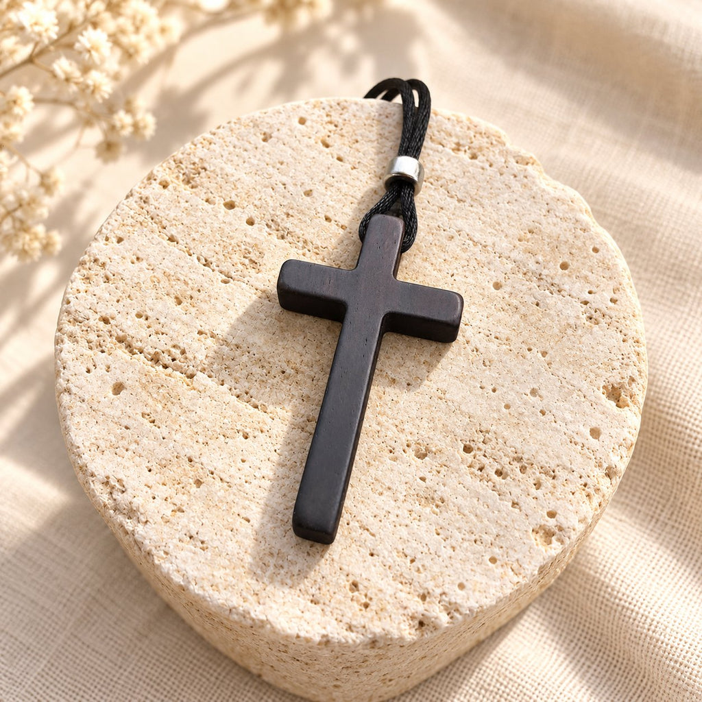 Classic Natural Ebony Cross Necklace