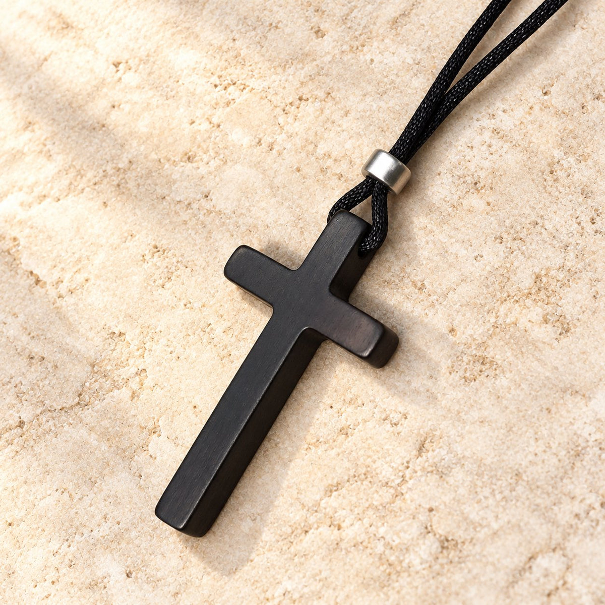 Classic Natural Ebony Cross Necklace