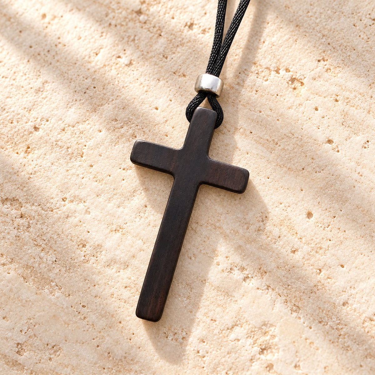 Classic Natural Ebony Cross Necklace