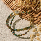 Pulseras Rosario Artesanales en Tonos Tierra con Cruz y Dije de San Benito