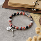 Pulsera Animal Conmemorativa de Gata Carey de Ágata con San Benito
