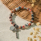 Pulsera Animal Conmemorativa de Gata Carey de Ágata con San Benito