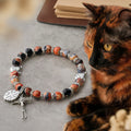Pulsera Animal Conmemorativa de Gata Carey de Ágata con San Benito