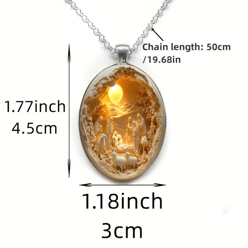 Collar con Dije de Cristal de la Escena de la Natividad