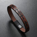 Classic Style Multicolor Leather Magnetic Buckle Bracelet with Cross