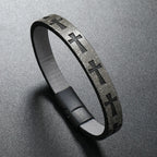 Classic Style Multicolor Leather Magnetic Buckle Bracelet with Cross