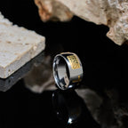 Anillo Bendecido con Símbolo JESÚS y Cruz Dorado en Dos Tonos