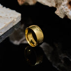 Anillo Bendecido con Símbolo JESÚS y Cruz Dorado en Dos Tonos