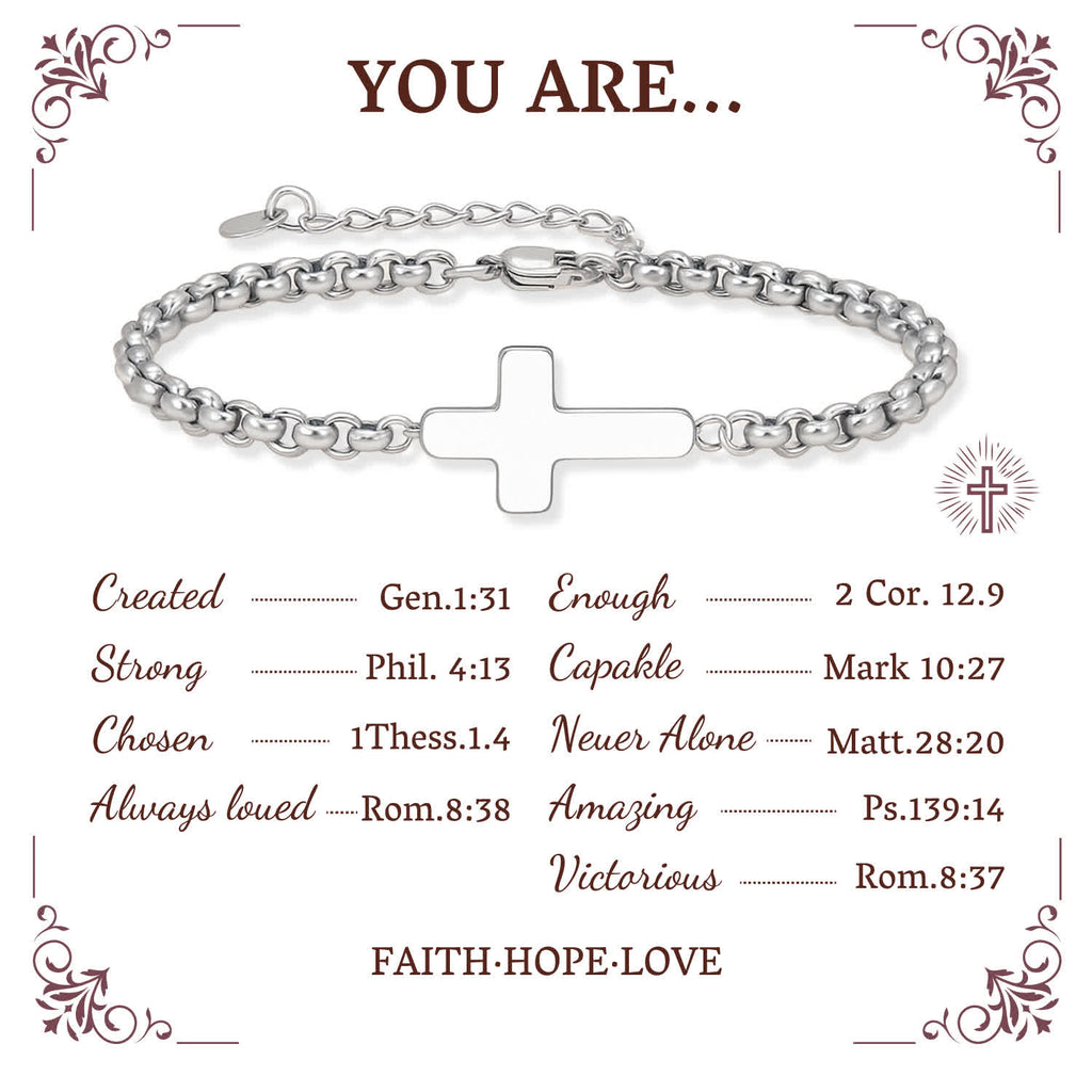 Pulseras de Cadena con Cruz Minimalista: Dos Colores con Tarjeta de Bendición