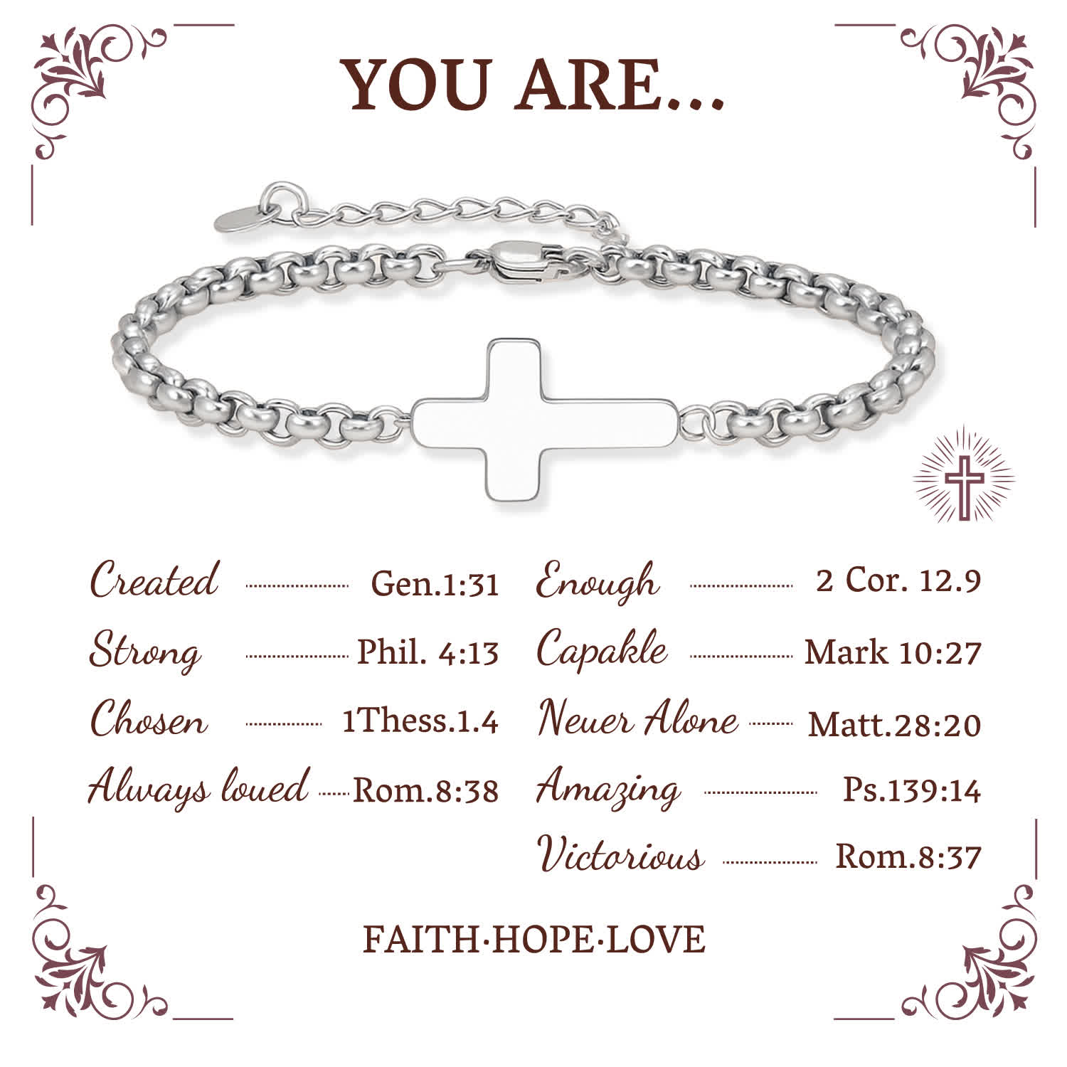 Pulseras de Cadena con Cruz Minimalista: Dos Colores con Tarjeta de Bendición