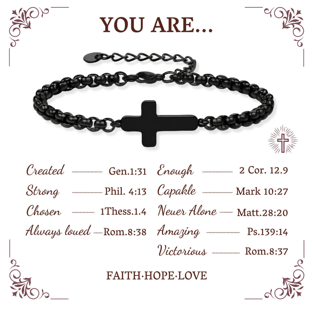 Pulseras de Cadena con Cruz Minimalista: Dos Colores con Tarjeta de Bendición