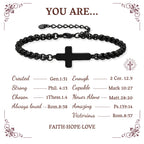 Pulseras de Cadena con Cruz Minimalista: Dos Colores con Tarjeta de Bendición