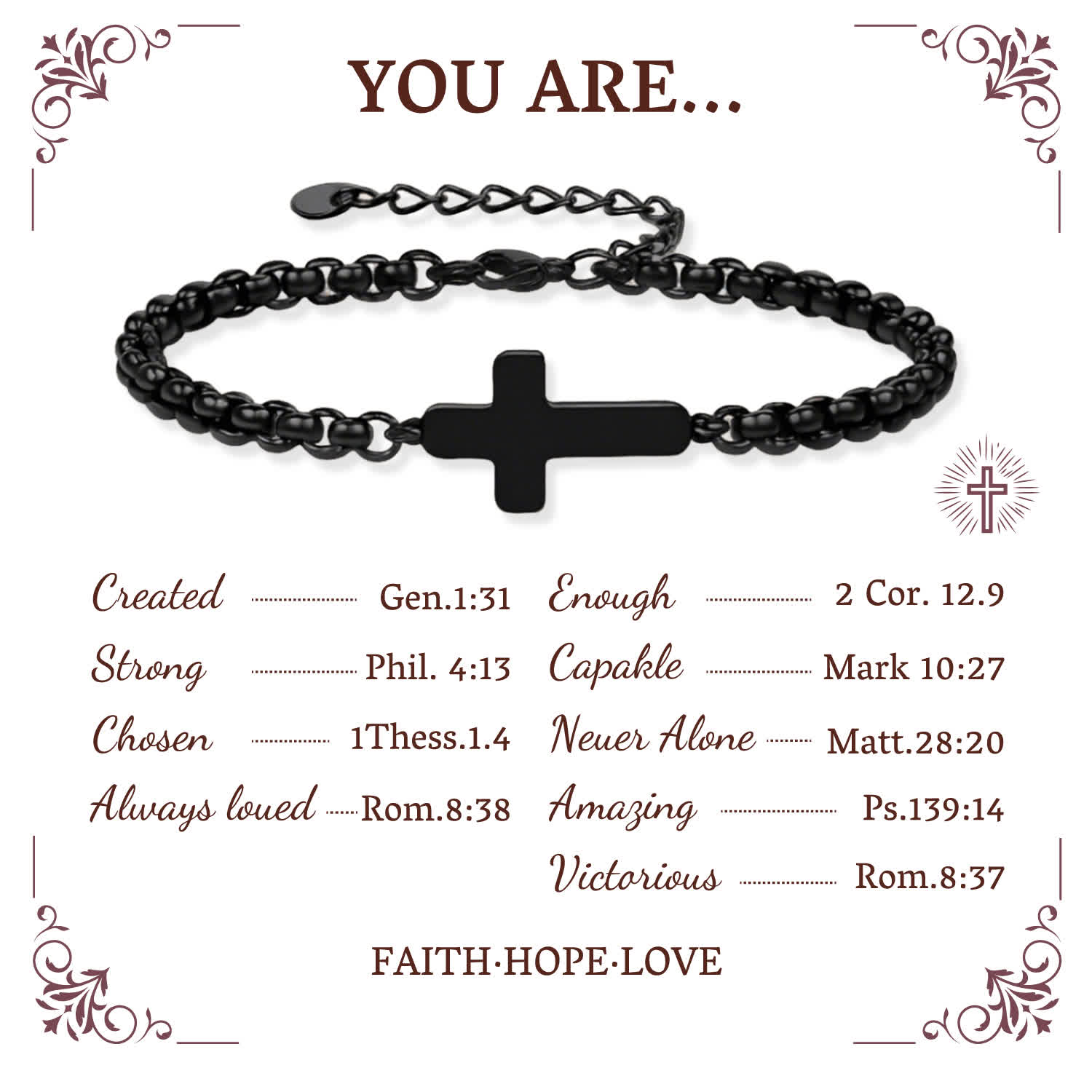 Pulseras de Cadena con Cruz Minimalista: Dos Colores con Tarjeta de Bendición