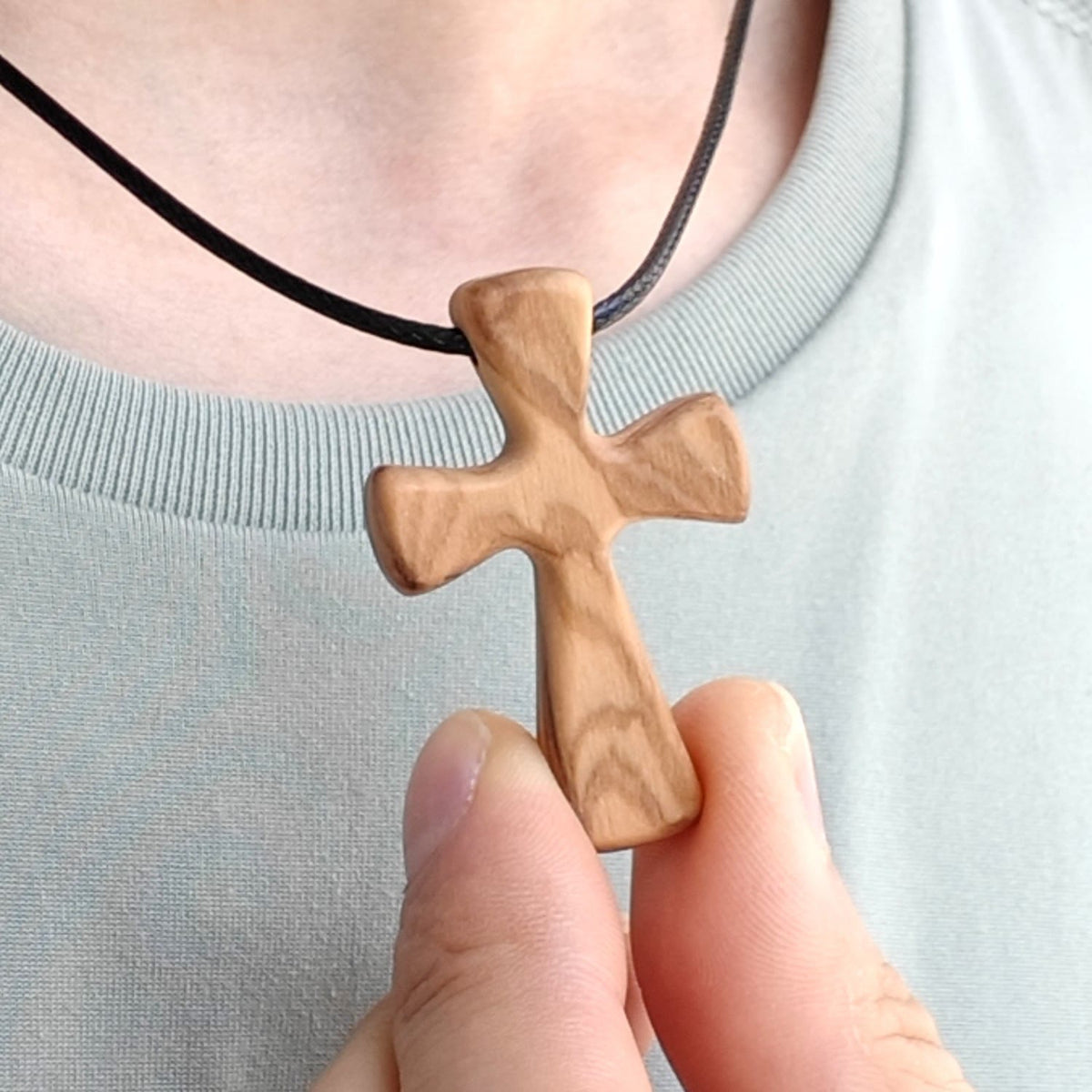 Wooden Cross Pendant Necklace