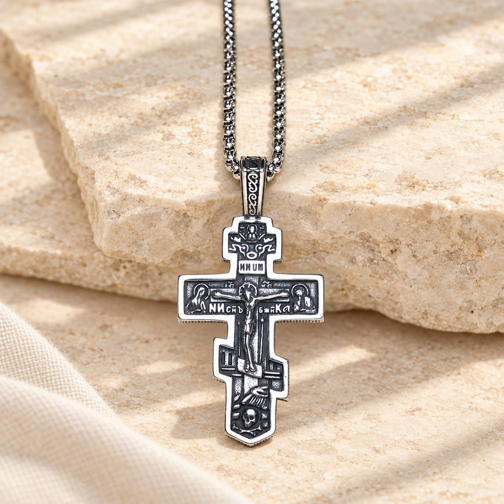 Two-Color Orthodox Crucifix Necklace with Profound Spiritual Meaning