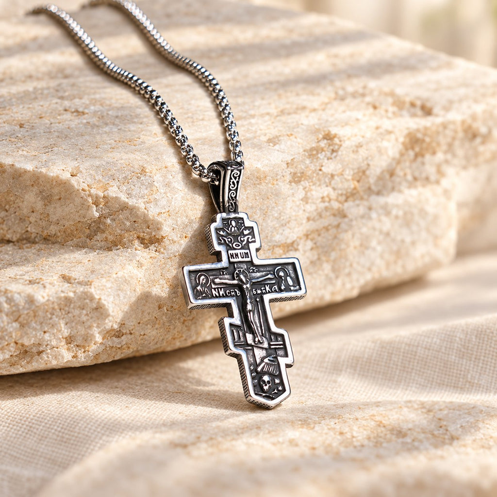 Two-Color Orthodox Crucifix Necklace with Profound Spiritual Meaning