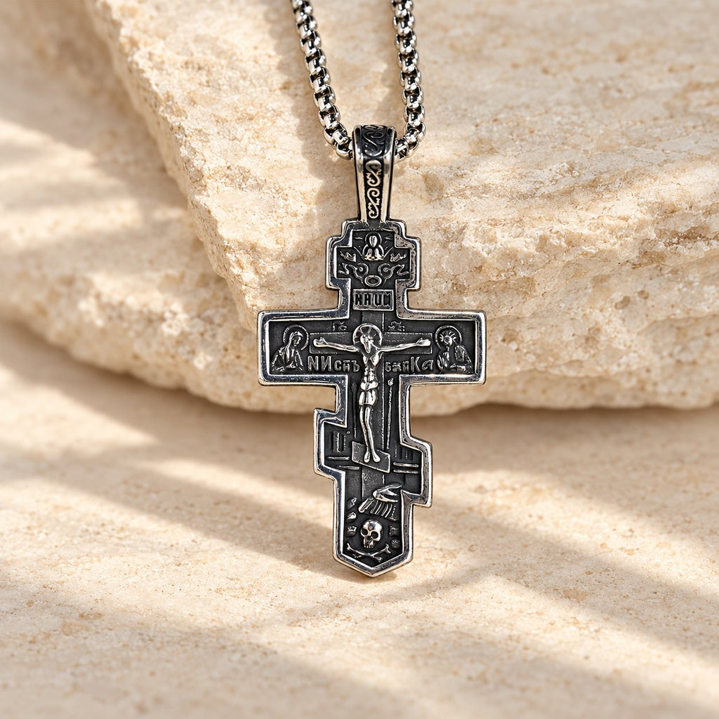 Two-Color Orthodox Crucifix Necklace with Profound Spiritual Meaning
