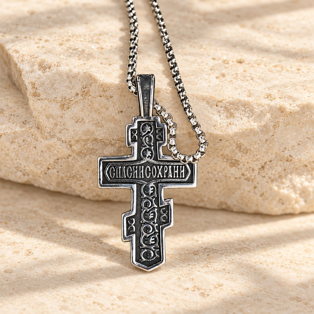 Two-Color Orthodox Crucifix Necklace with Profound Spiritual Meaning