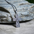 Collar Vintage de Acero de Titanio con Cruz Ortodoxa Sagrada y Escritura Religiosa