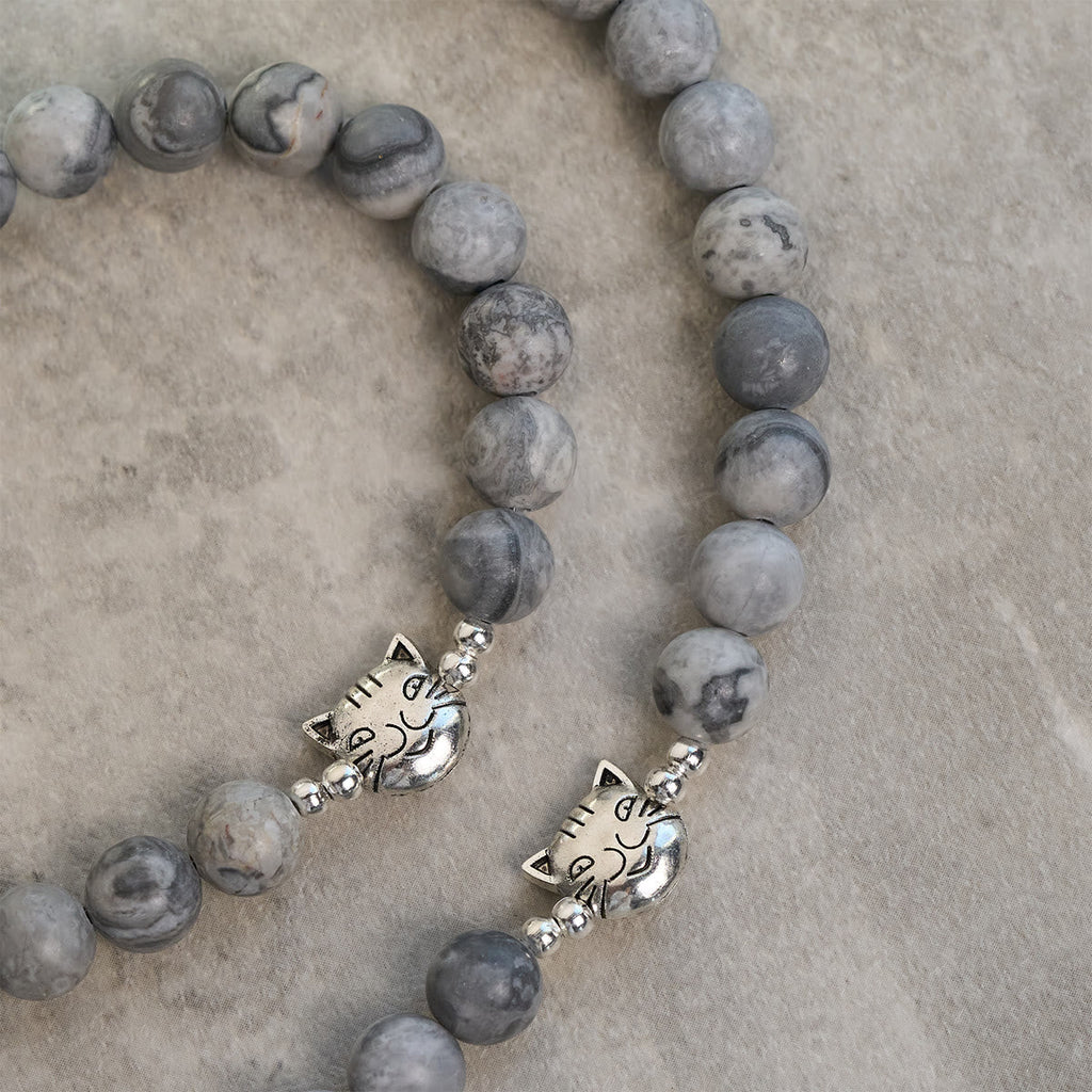 Rosario de Oración Gato Atigrado Gris: Pulsera por los Gatos Callejeros, Rosario Animal