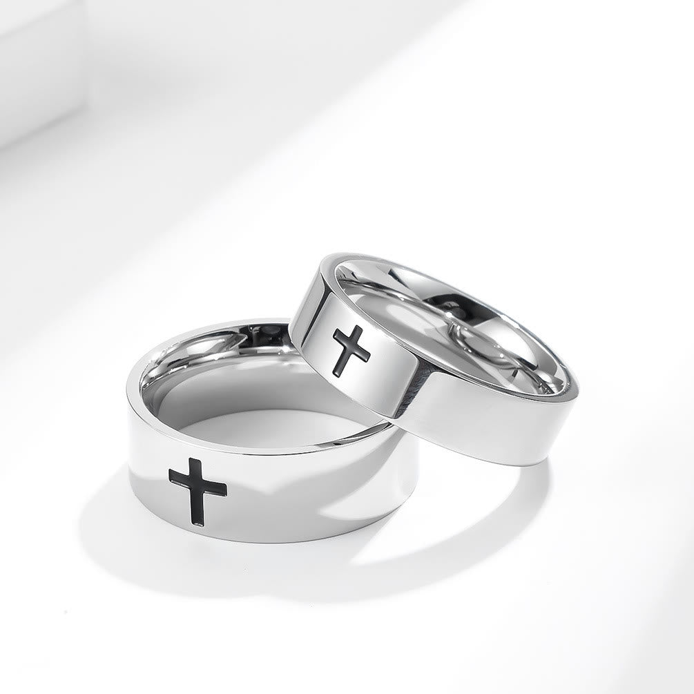 Anillos de Cruz Minimalista en Dos Colores: Moda Inspirada en la Fe