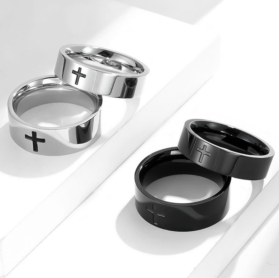 Anillos de Cruz Minimalista en Dos Colores: Moda Inspirada en la Fe