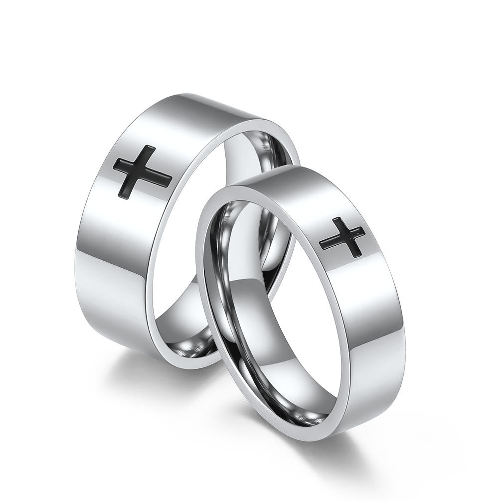 Anillos de Cruz Minimalista en Dos Colores: Moda Inspirada en la Fe