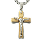 Collar Crucifijo de Metal en Dos Tonos con Figura de Jesús: Fusión de Fe y Arte