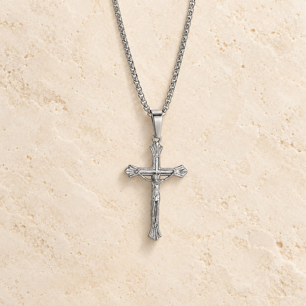Tri-Color Jesus Crucifix Necklace