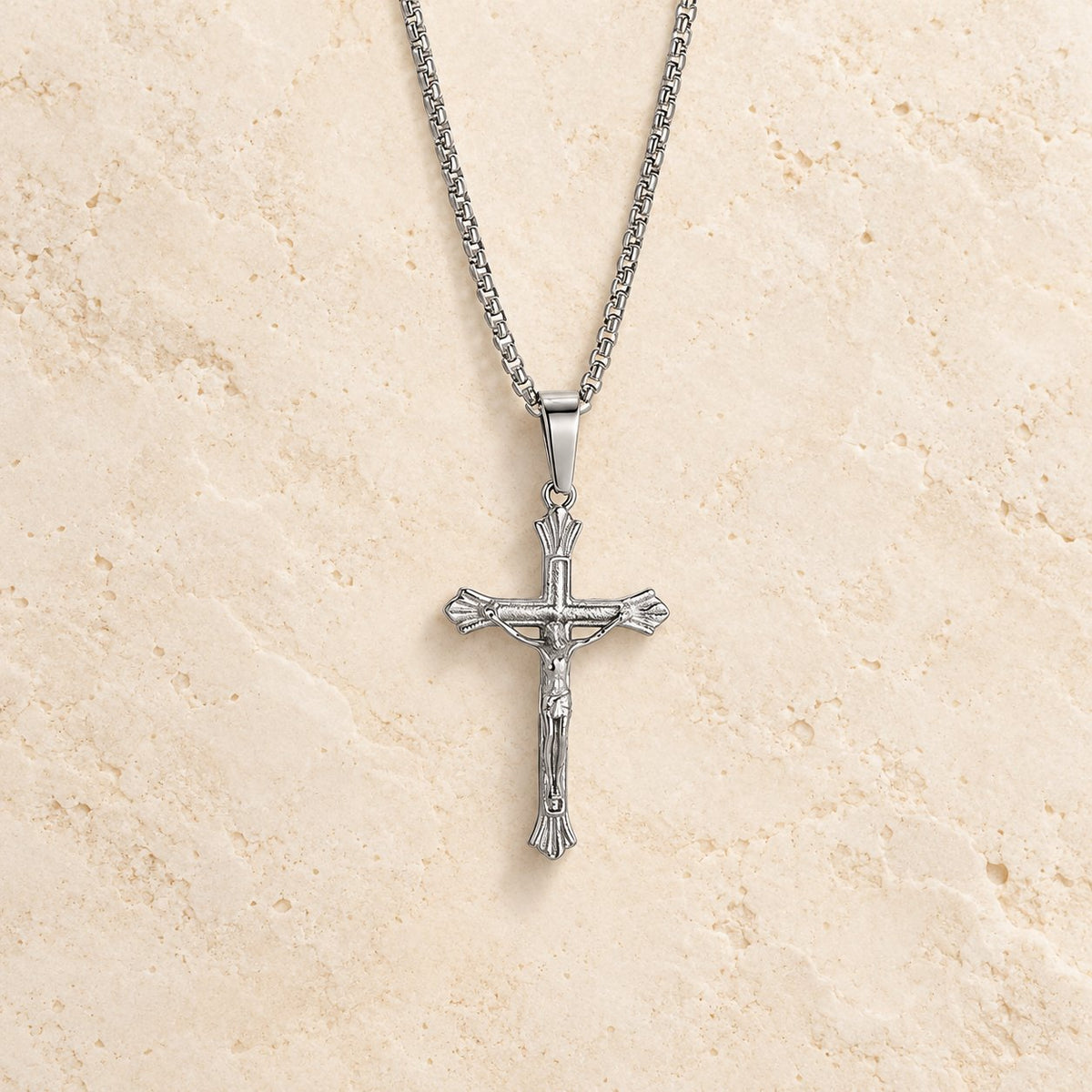 Tri-Color Jesus Crucifix Necklace